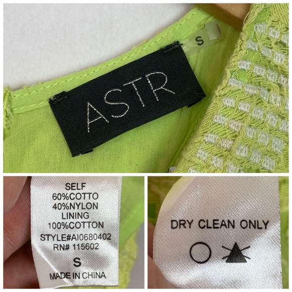 ASTR Sleeveless Lace Racerback Flounce Dress Yellow Green Small - Picture 8 of 8